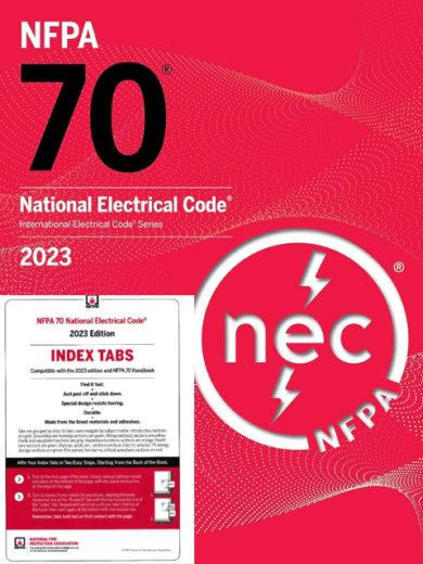 NFPA 70 NEC 2023 paperback with index tabs cover